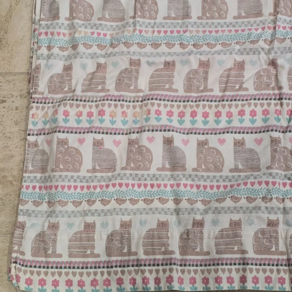 VTG 1980s‎ COTTAGECORE CAT HEARTS TWIN 74